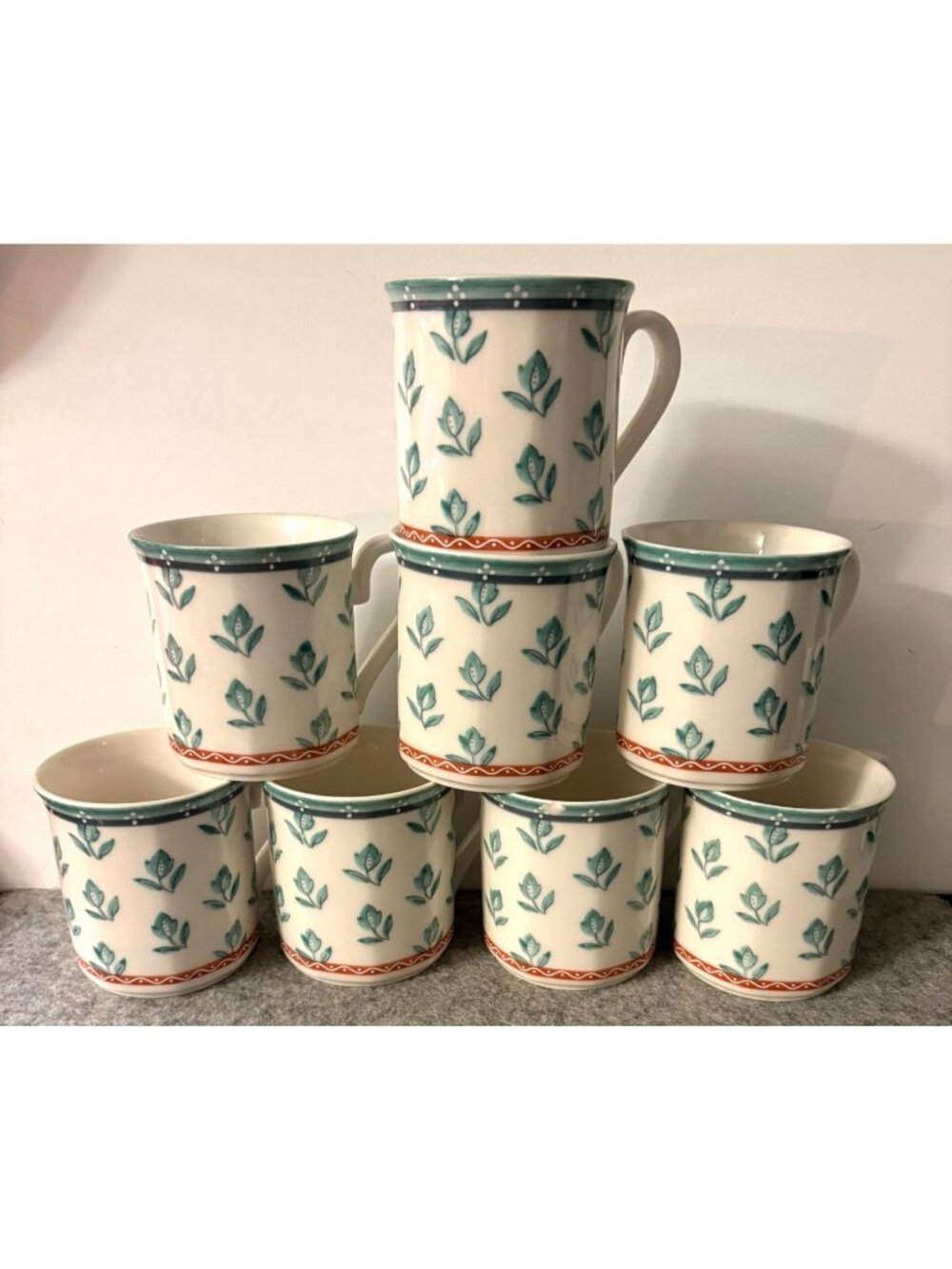 Set of 8 Villeroy & Boch Ascoli Design Coffee Cups  # 3389